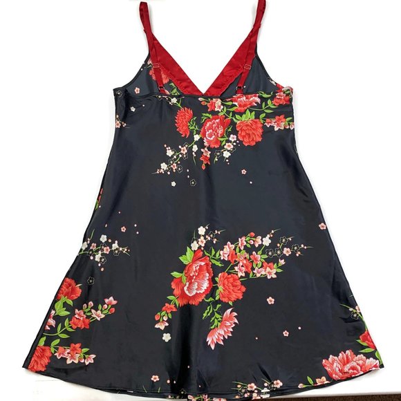 Jones New York Oriental/Asian Inspired V-Neck Floral Chemise/Nightgown Size M - Picture 4 of 6